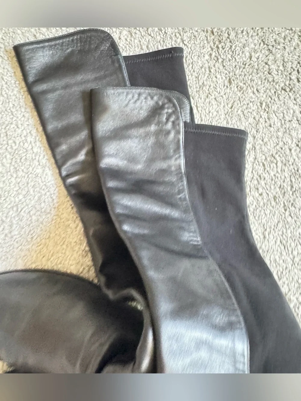 Stuart Weitzman 5050 Black Leather Over The Knee Stretch Boots Womens Flat Tall